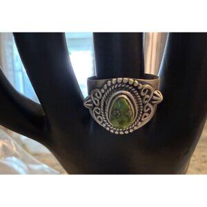 Artisan Emerald Valley Turquoise Chunky Band Sterling Silver Statement Ring 10.5